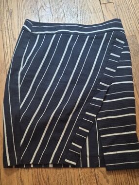 Women's Navy and White Striped Wrap Skirt